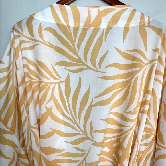 Maison Du Soir Magnolia Luxe Palm Leaf Kimono Robe Beach Pool Cover Up Sz M / L - Picture 7 of 8